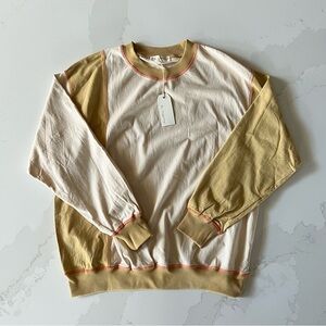 By Together Two Tone Lightweight Sweatshirt Cream/Mustard NWT